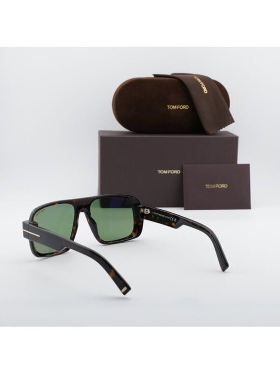 Tom Ford Turner FT1101 52N Shield Sunglasses - Dark Havana/Green